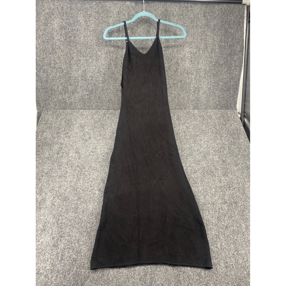 Freshman 1996 Ribbed Knit Maxi Dress Womens XS Black Sleeveless V-Neck Stretch
